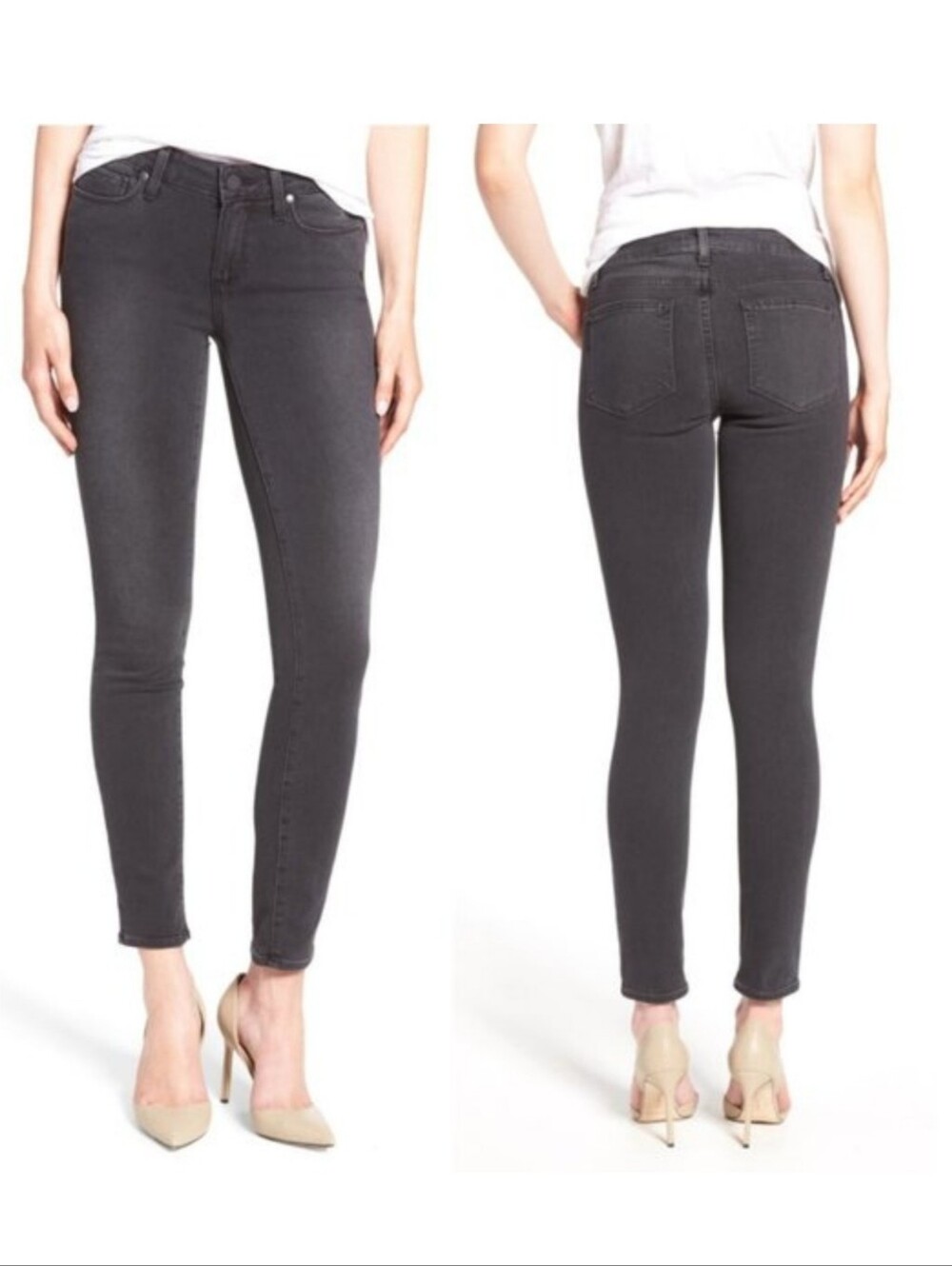 PAIGE Verdugo Ankle Mid Rise Ultra Skinnu Jeans In Smoke Grey Size 28